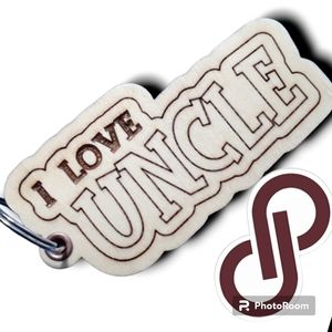 SOUVENIR WOODEN KEYCHAIN laser engraved "  I LOVE UNCLE " COD/W-62